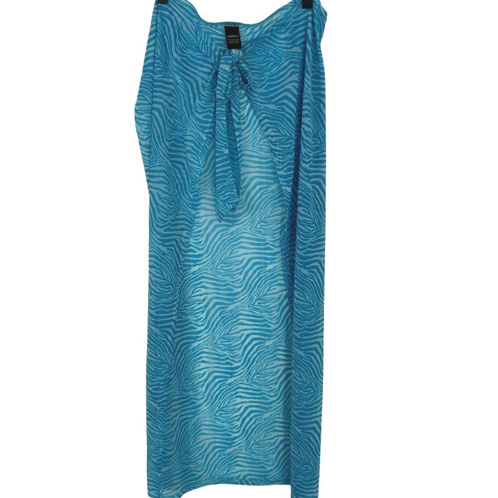 Express Blue Zebra Print Sarong Swim Cover Up Beach Resort One Size
